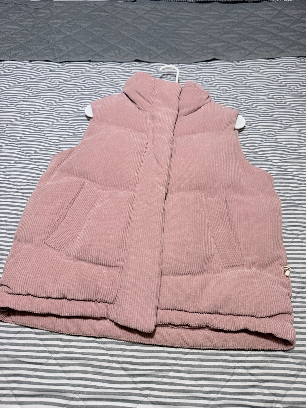 Girls' Pink Quilted Corduroy Puffer Vest